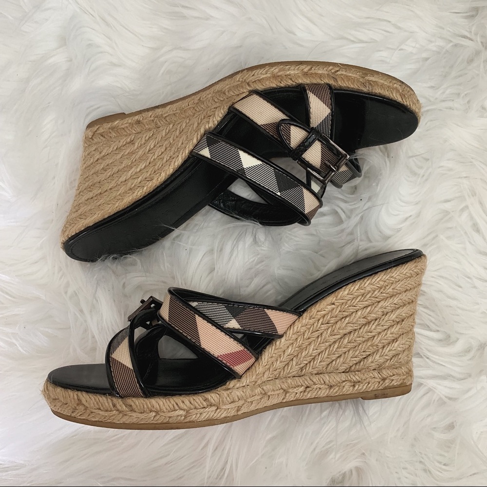 Authentic Burberry Nova Wedge Espadrille Sandals - Picture 2 of 6